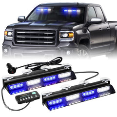 XRIDONSEN front view of dual 14-inch strobe bars showing bright visibility