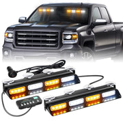 XRIDONSEN front view of dual 14-inch amber white strobe bars showing clear warning benefit
