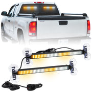 XRIDONSEN front view of dual bar showing amber and white LEDs for high visibility
