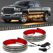 XRIDONSEN front view of 70 inch dual amber-white strobe strips showing high visibility