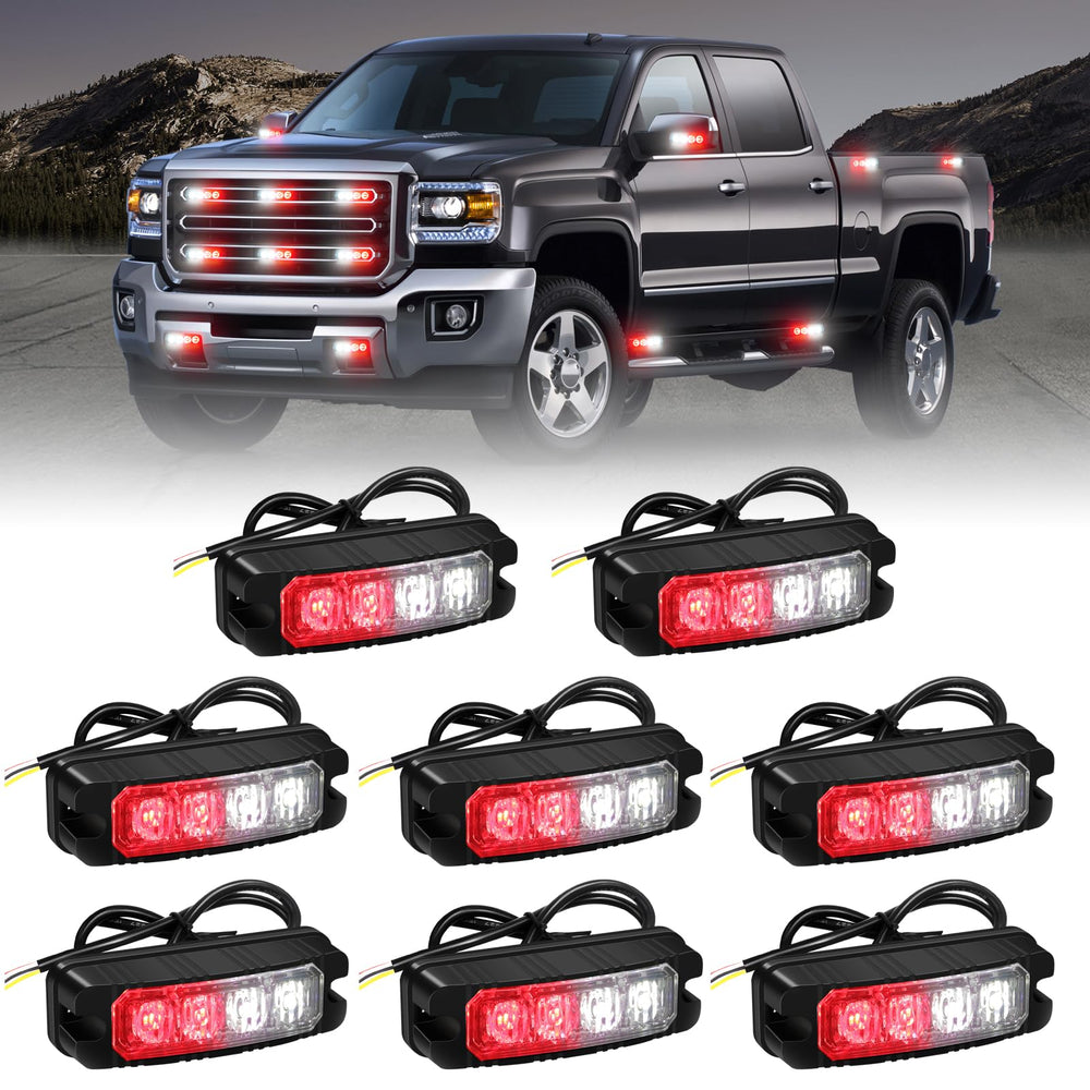 XRIDONSEN front view grille strobes showing low-profile pods for increased road visibility