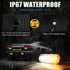 XTAUTO strobe wires and foam pad showing easy three‑wire install and protection