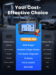 XTOOL D6 touchscreen closeup displaying menu for fast, intuitive operation
