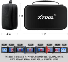 XTOOL interior compartments holding scanner and cables for organized storage