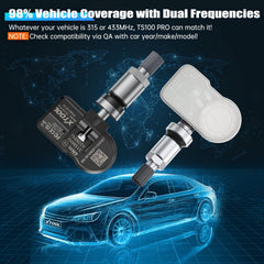 XTOOL TS100 PRO mounted on wheel rim demonstrating ready-to-use fitment