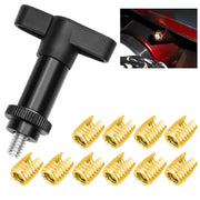 YALTIES kit front packaging showing all brass inserts and T-handle tool benefits secure repairs