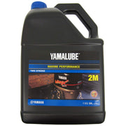 YAMAHA Yamalube 2M front gallon bottle showing label and benefits