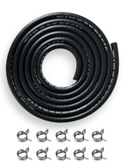 YAMAKATO front view of coiled fuel hose kit showing included clamps and length, instant install clarity