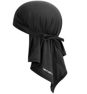 YANIKY do rag front view showing sleek black design and fit benefit