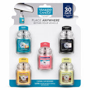 Yankee Candle front packaging showing five scented car jars for variety