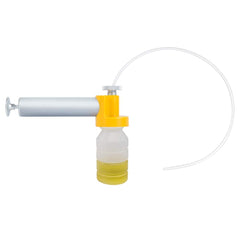 Yateks close-up of pump head and fittings demonstrating secure bottle and tubing seal