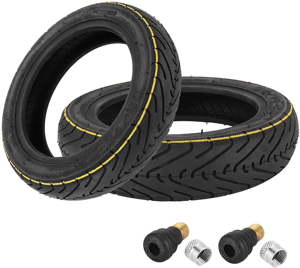YBang front view of 10-inch tubeless tire showing profile and fit, boosts durability