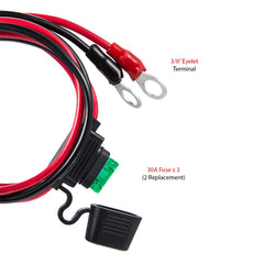 YCIND clamp attached to vehicle battery with ring terminal secured, safe connection benefit