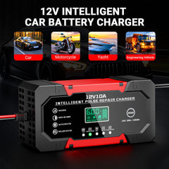 YDBAO in use on a car battery demonstrating safe charging and clear status