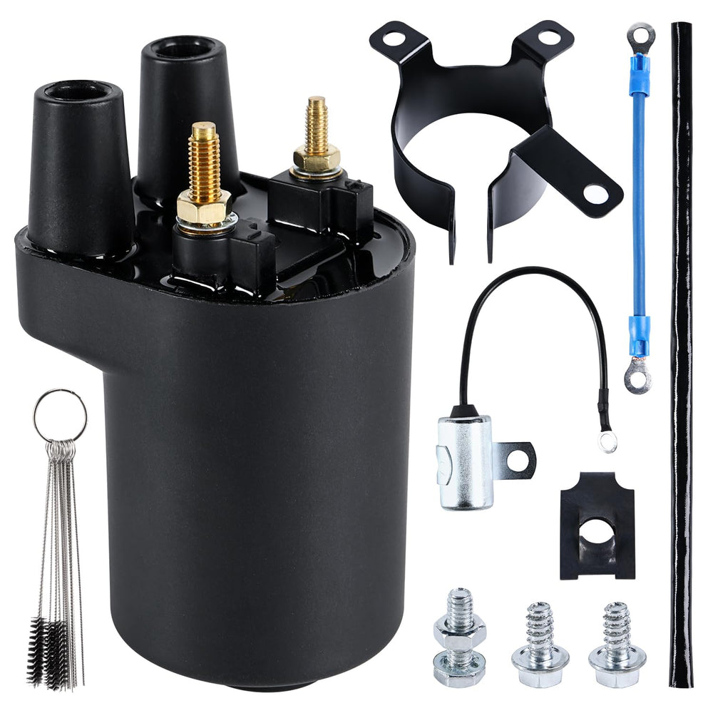 YDO ignition coil front view showing mounting points and connectors for easy fit