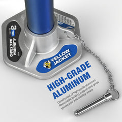 YELLOW JACKET locking support pin and adjustment holes for secure height setting