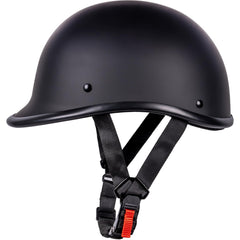Yesmotor front view showing matte black helmet and classic beanie look for clean profile