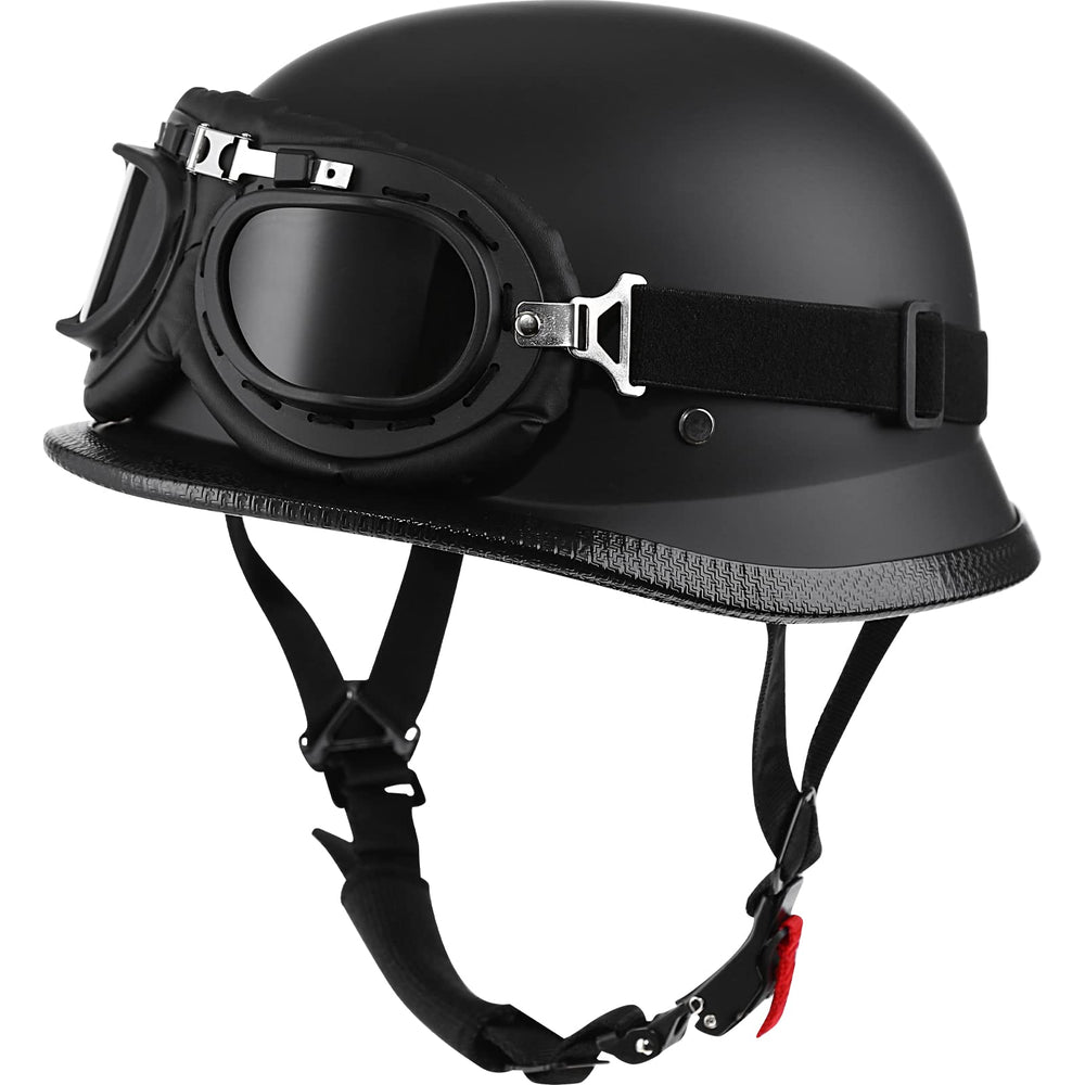 Yesmotor helmet front view showing matte black finish and classic styling benefit