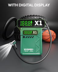 YESPER LCD close-up displaying battery level and pump presets for easy monitoring