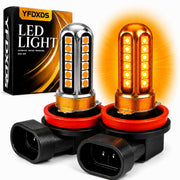 YFDXDS H11 amber bulb front view showing compact design and quick install benefit