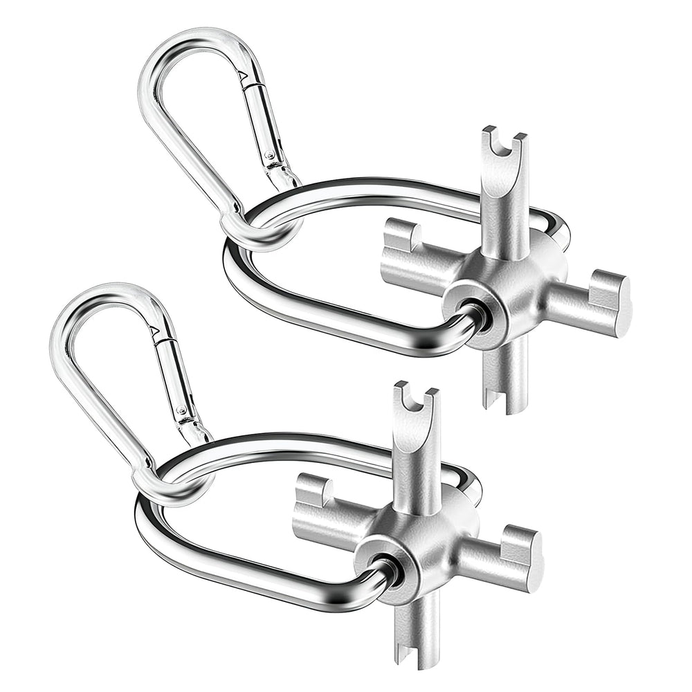 YGUAYINGC front view of two locking cap keys showing compact multi-function heads and portability