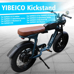 YIBEICO kickstand mounted on a Super 73 S2 demonstrating secure parking and proper fitment