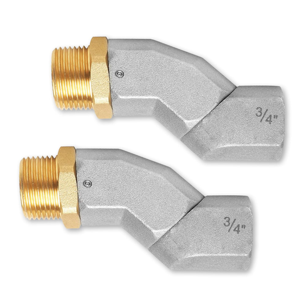 YIENAKFUN front view of two 3/4" NPT fuel swivels showing compact design and easy install