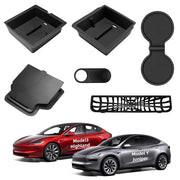 Yieokei front view of center console organizer showing neat compartments and easy access benefit