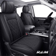 YIERTAI front packaging showing full black seat cover set and benefits