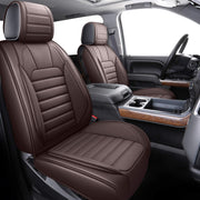 YIERTAI front view seat covers fitted on Silverado seats showing clean protection