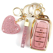 YIKECASE front view pink key fob cover showing full protection and style