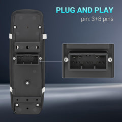 Yikesai switch close-up of 3+8 pin connector ensuring plug-and-play installation
