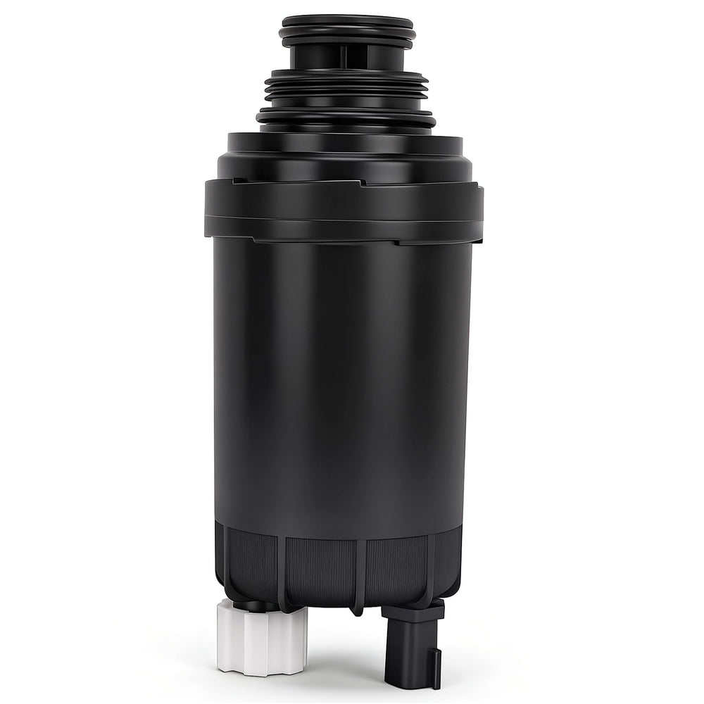 Yinlowa front view of filter showing canister and benefit of easy replacement