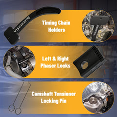 YISINIUTUO camshaft tensioner pin detail demonstrating secure locking during service
