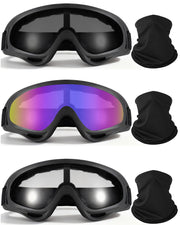 YISUGOOC front view of goggles with gaiter showing complete kit protection