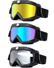 YISUGOOC goggles front pack showing three lenses and benefit of versatile protection