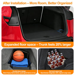 Yisuke right trunk bin installed close-up showing covered storage and tidy cargo benefit