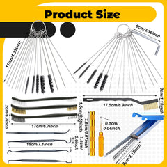 Yiyiring tools laid out displaying needles, brushes, hooks and hex wrench for organization