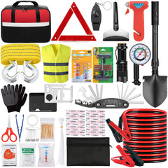 YJUSMAK front view of full emergency kit showing organized contents and quick access