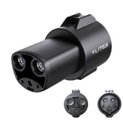 YLITES adapter front view showing NACS and J1772 ends for convenient charging