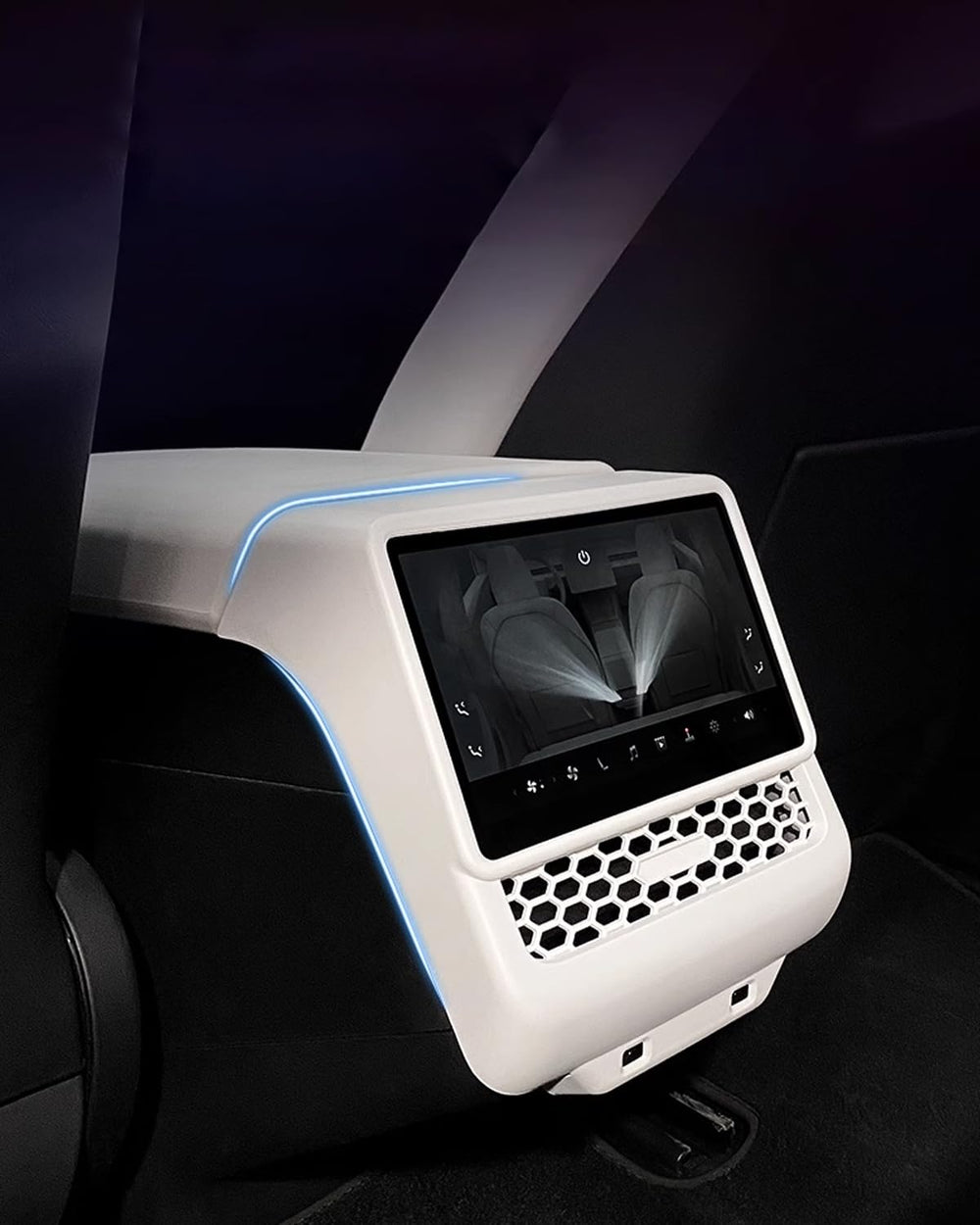 YOKOOHITECH front view vent cover showing matte white carbon-fiber pattern and sleek fit