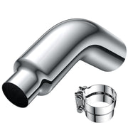 YOLANDO front view of chrome elbow tip showing polished finish and fitted look