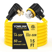 YOMILINK front view of NEMA 14-50P and SS2-50R showing secure connection benefit