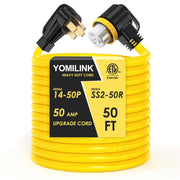 YOMILINK front view showing plug and twist-lock receptacle for clear connection benefit