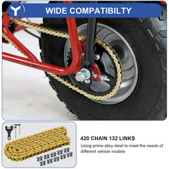 YOXUFA close-up of 420 chain links showing durable alloy construction benefit