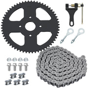 YOXUFA front view of sprocket and 420 chain showing complete kit and durability