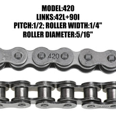 YOXUFA rear drive chain installed on mini bike demonstrating improved power transfer