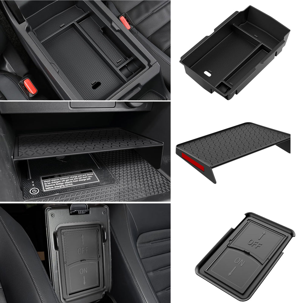 YPHUIKI front view of center console organizer showing tidy compartments and quick access