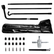 YQCSO front view of spare tire removal tool kit showing complete set and portability benefit