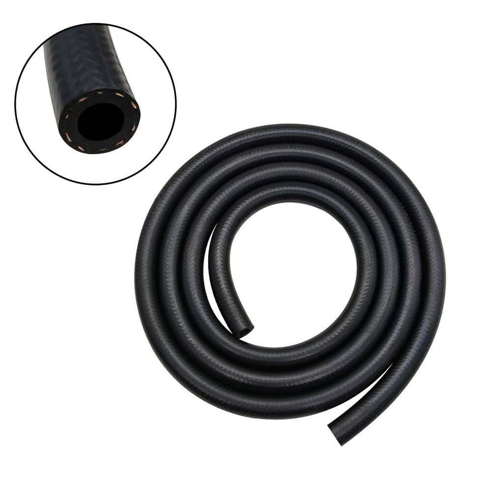 YSIL front view of coiled fuel hose showing full length and labeling, clear product identification and convenience